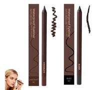 Waterproof Duo Sharpenable Eye Pencil Chocolate And Plum Eyeliner Duo, 24 HR Waterproof Eyeliner Sharpenable Eye Pencils, Long-Lasting No Smudging (Black+Chocolate)