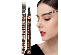 Waterproof Eyebrow Pencil, Long Lasting Brow Definer, 4 Tip Contour Tool, Smudge-Proof Formula, Precision Shaping, Travel-Friendly, Studio and Home Use, Natural Brown Color