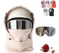 Waterproof Fleece Lined Hood, 3-in-1 Winter Windproof Full Cover Ski Mask - Cold Weather Gear for Skiing, Riding (Pink)