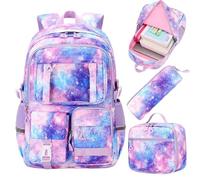Waterproof Girls School Backpack 3 Piece Set, Spacious Multi Pocket Student