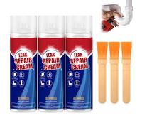 Waterproof Leak Repair Spray With Brush, Fast Dry Roof Sealant Coating, Multi-Surface Crack Filler for Concrete Tile Metal Gutter Window Frame for Indoor & Outdoor Use (3Pcs*Grigio)