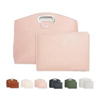 Waterproof Leather 14-16in 2PCS Laptop Bag for Women Handbag, 2PCS Women's Laptop Tote Bag Set for Woman (Pink)