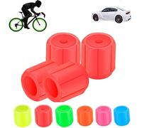 Waterproof Luminous Car Tire Valve Caps, Glow in The Dark Tire Valve Caps, Universal Fluorescent Bicycle Stem Covers, Car Mods Accessories Ruck, SUV, Motorcycles, Bike (Red,4PCS)