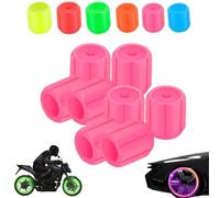 Waterproof Luminous Car Tire Valve Caps,Luminous Tire Valve Stem Cap Set,Universal Durable Illuminated Tires Air Cap Cover,Easy-to-Install,No-Tool-Required for Most Vehicle Tires (Pink)