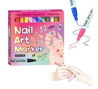 Waterproof Nail Art Pen, 12 Colors Nail Art Pens Set for Detail Drawing, Liner Painting, DIY At-Home & Salon Use (1pcs)