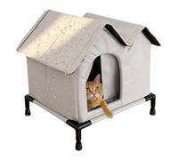 Waterproof Outdoor Cat House - Foldable Winter Tent Shelter, Elevated and Insulated Pet Bed with Raised Floor | Warm Weatherproof Stray Cat Home for Yard, Patio, and Indoor Use