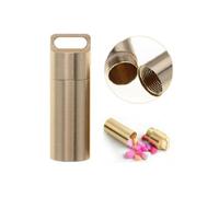 Waterproof Pill Box Case Brass Container Keyring Medicine Capsule Holder Small