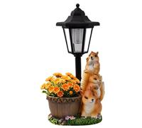 Waterproof Planter with Solar Light Resins Squirrel Garden Sculptures