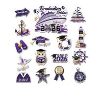 Waterproof Refrigerator Cruise Door Magnets, 16 Piece, 2026 Grad PVC Set, Magnetic Vehicle Stickers, Cruise Travel, Home Kitchen, Car Display, School Party