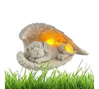 Waterproof Resin Dog Garden Statue - Solar Light Memorial Angel Sculpture, Decorative Outdoor Animal Ornament For Gardens Spaces | Suitable For Patio Balcony Lawn Yard Decoration, 11.42x6.1x5.91 Inche