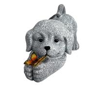 Waterproof Resin Statues, Solar Garden Lights, 9.45x5.91 inch Dog Figurine with Auto Sensor, Weatherproof Animal Sculpture, High Efficiency Glow for Lawn Patio Front Porch Backyard and Flower Beds