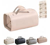 Waterproof Rollup Cosmetic Bag, Portable 4-in-1 Foldable Cosmetic Bag, Detachable 4in-1 Travel Toiletry Bag, with Detachable Clear Multi Compartment, for Women (White)
