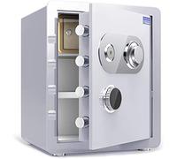 Waterproof Safe Safes and Boxes Home Small, All-Steel Mechanical Code Lock Disk Fireproof Anti-Theft Cash Cabinet That Can Be Fixed on The Wall, Siz,White-25 * 25Cm