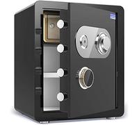Waterproof Safe Safes and Boxes Home Small, All-Steel Mechanical Code Lock Disk Fireproof Anti-Theft Cash Cabinet That Can Be Fixed on The Wall, Siz,Black-33 * 45Cm