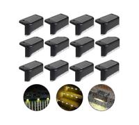 Waterproof Solar Fence Light, Solar Deck Light, Stair Light, Ip65 Led Solar Garden Lights for Patio Stair Fences (warm Light-black, 12 Pcs)