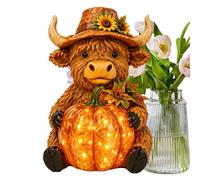 Waterproof Solar Garden Animals Resin Outdoor Cow Pumpkin Decoration