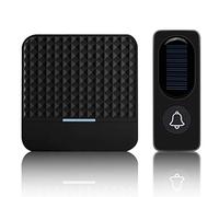 Waterproof Solar Powered Wireless Doorbell Alert System 300M Range 52 Chimes Electric Doorbell with Led Light (Color : Black)
