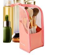 Waterproof Standing Makeup Bag - Multiple Compartments Organizer Pouch, Compact Toiletry Bag with Vertical Storage Design, with, Built-in Brush Loops, Cosmetic Travel Kit, for Home Bathroom
