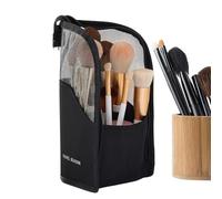 Waterproof Standing Makeup Bag - Multiple Compartments Organizer Pouch, Compact Toiletry Bag with Vertical Storage Design, with, Built-in Brush Loops, Cosmetic Travel Kit, for Home Bathroom