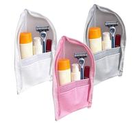 Waterproof Standing Makeup Bag Set, Portable Mesh Cosmetic Organizer Kit, 3 Piece Travel Beauty Storage Bags, Zippered Hygiene Skincare Carry Pouch, Compact Travel Style Design, Bathroom Cruise Use