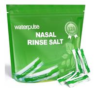 Waterpulse 120 paquetes de solución salina, paquetes de sal premezclados Neti Pot envueltos individualmente, paquetes de enjuague nasal, paquetes de enjuague sinusal para sistema de riego nasal