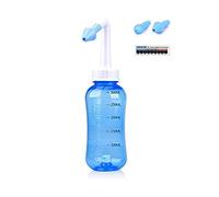 WATERPULSE Botella de lavado nasal, 300 ml,botella de enjuague sinusal Neti pot,dispositivo de riego nasal,sistema de riego nasal y termómetro adhesivo para adultos y niños,sin BPA