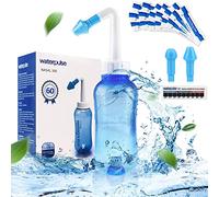 WATERPULSE Neti Pot Sinus Sinusal,300 ml con 60 paquetes de sal,dispositivo de riego nasal,sistema de riego nasal y termómetro adhesivo para adultos y niños,sin BPA