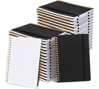Watersay 30 Pcs Small Spiral Notebooks A6 with Straps, Multicolor 5" x 7" Pocket Notebooks Mini Lined Journals 50 Sheets for Back to School Supplies Students Rewards Office Gifts (Black)