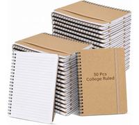Watersay 30 Pcs Small Spiral Notebooks A6 with Straps, Multicolor 5" x 7" Pocket Notebooks Mini Lined Journals 50 Sheets for Back to School Supplies Students Rewards Office Gifts(Natural Wood)