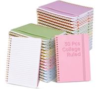 Watersay 30 Pcs Small Spiral Notebooks A6 with Straps, Multicolor 5" x 7" Pocket Notebooks Mini Lined Journals 50 Sheets for Back to School Supplies Students Rewards Office Gifts(Pastel Color)