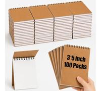 Watersay Paquete de 100 cuadernos de bolsillo a granel de 3 x 5 pulgadas, pequeño cuaderno de bocetos en blanco, 50 hojas, listas de compras de comestibles, blocs de notas de dibujo para garabatos