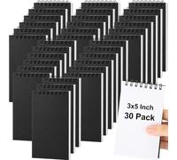 Watersay Paquete de 30 cuadernos pequeños en espiral a granel de 3 x 5 bolsillos, bloc de notas, mini cuaderno de bocetos en blanco para escuela, oficina, listas de compras, garabatos, regalo de
