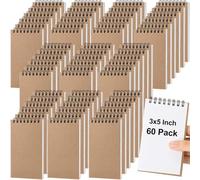Watersay Paquete de 60 cuadernos pequeños en espiral a granel de 3 x 5 bolsillos, bloc de notas, mini cuaderno de bocetos en blanco para escuela, oficina, listas de compras, garabatos, regalo de