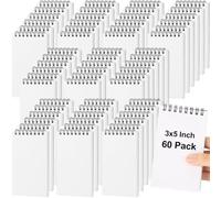 Watersay Paquete de 60 cuadernos pequeños en espiral a granel de 3 x 5 bolsillos, bloc de notas, mini cuaderno de bocetos en blanco para escuela, oficina, listas de compras, garabatos, regalo de