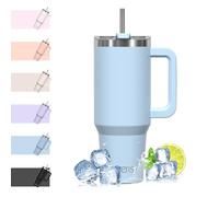 WATERSY 1182 ml Termo con Asa, Grande Taza Termica Acero Inoxidable, 40oz Taza de Café con Pajita, Termo de Agua para Frío y Caliente, Travel Mug Doble Pared, para Gimnasio, Viaje (Azul)