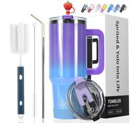 WATERSY Taza Térmica 40oz/1.2L con Pajita | Termo de Acero Inoxidable | Vaso Térmico Grande Capacidad para Café Frío/Caliente | Apto Lavavajillas y Portavasos | para Viaje, Deporte (Azul-Morado)