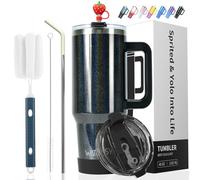 WATERSY Taza Térmica 40oz/1.2L con Pajita | Termo de Acero Inoxidable | Vaso Térmico Grande Capacidad para Café Frío/Caliente | Apto Lavavajillas y Portavasos | para Viaje, Deporte, Oficina (Negro)