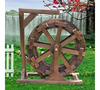 Waterwheel - Fuente de madera para decoración de jardín, fuente de agua retro para terraza, estanque o piscina, cascada decorativa de madera