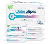 WaterWipes Adult Care Body & Intimate Hygiene Wipes, 180 toallitas (paquete de 6), textura XL, 99,9% a base de agua, para uso personal diario, el envase puede variar