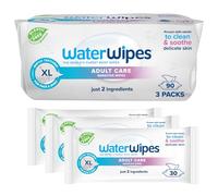 WaterWipes Adult Care Body & Intimate Hygiene Wipes, 90 toallitas (paquete de 3), textura XL, 99,9% a base de agua, para uso personal diario, el envase puede variar