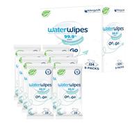 WaterWipes On The Go Wipes, 224 unidades (paquete de 8), 99,9% toallitas a base de agua para viajes, deportes y para refrescar la piel, sin perfume, el envase puede variar