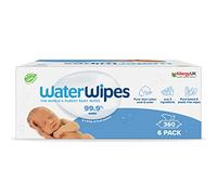 WaterWipes Original Baby Wipes, 360 unidades (paquete de 6), 99,9% a base de agua, sin perfume, para pieles sensibles, el envase puede variar