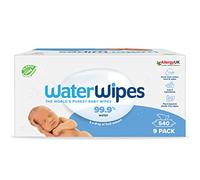 WaterWipes Toallitas húmedas Originales para Bebés, Sin Plástico, 540 unidades (Paquete de 9), 99,9% Base de Agua, y Sin Perfume para Pieles Sensibles