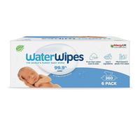 WaterWipes Original Baby Wipes, Plastic Free, 360 Count (Pack of 6), 99.9% Water Based, and Unscented for Sensitive Skin