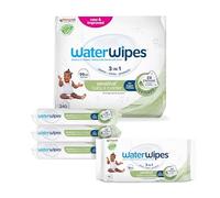 WaterWipes Sensitive+ Baby & Toddler Wipes, Toallitas Para Bebés y Niños Pequeños, 240 unidades (paquete de 4), 3 en 1 Limpia, Cuida, Protege, 99,9% Agua, Textura Limpia, Sin perfume