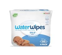 WaterWipes Sensitive+ Newborn & Baby Wipes, Toallitas Para Recién Nacidos y Bebés, 240 unidades (paquete de 4), 3 en 1 Limpia, Cuida, Protege, 99,9% Agua, Sin perfume