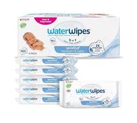 WaterWipes Sensitive+ Newborn & Baby Wipes, Toallitas Para Recién Nacidos y Bebés, 360 unidades (paquete de 6), 3 en 1 Limpia, Cuida, Protege, 99,9% Agua, Sin perfume