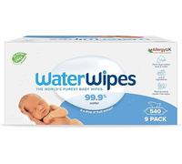 WaterWipes Sensitive+ Newborn & Baby Wipes, Toallitas Para Recién Nacidos y Bebés, 540 unidades (paquete de 9), 3 en 1 Limpia, Cuida, Protege, 99,9% Agua, Sin perfume
