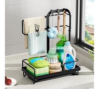 WateryWave Organizador Fregadero Negro Soporte Estropajo Fregadero Inoxidables Organizador de Fregadero con Escurridor Organizador Fregadero Cocina Aceros Inoxidables Organizador de Fregadero