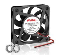 Wathai Ventilador de refrigeración de escape CC de alta velocidad con rodamiento de bolas dual de 60 mm y 12 V (60 x 60 x 15 mm, 4500 RPM, 24.8 CFM, 32 dBA) para computadoras de escritorio, portátiles